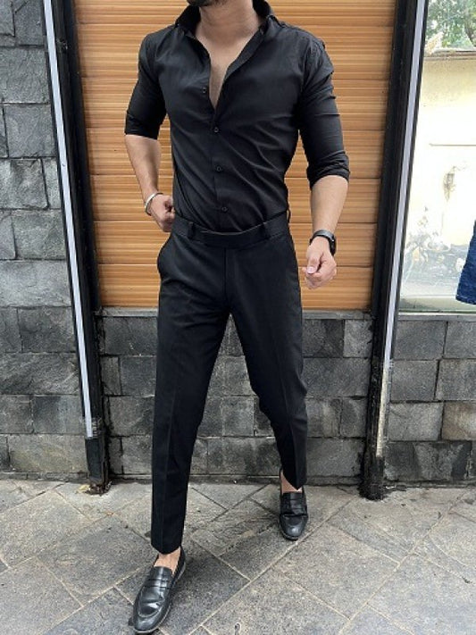 LYCRA SHIRT AND PANT IN BLACK AND BLACK - COMBO