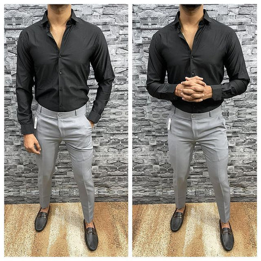LYCRA SHIRT AND PANT IN BLACK AND GRAY - COMBO
